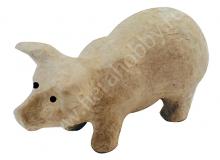 Фигурка из папье-маше, объемная, мини, поросенок 5х10,5х5,5 см