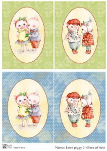 Love piggy 2, декупажная карта от Base of art, формат А4 
