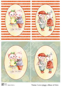 Love piggy, декупажная карта от Base of art, формат А4